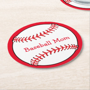 Baseball Mum Round Paper Coaster
