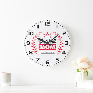 Baseball Mum Shirt The Best Ever Crown  Large Clock