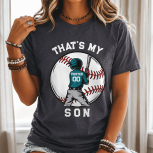 Baseball Mum Son Sports Personalised Child Boy Tri-Blend Shirt