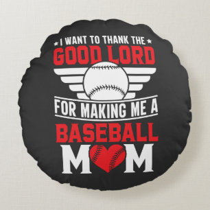 Baseball Mum Sports Parent Game Day Mother Round Cushion