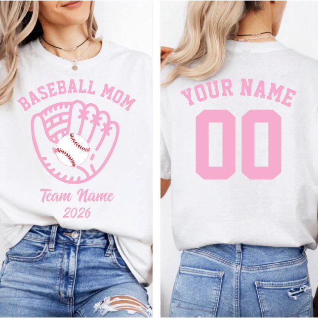 Baseball Mum Team Custom Name Number  T-Shirt (Baseball Mom Team Custom Name Number T-Shirt)