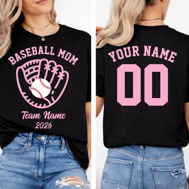 Baseball Mum Team Custom Name Number  T-Shirt (Baseball Mom Team Custom Name Number T-Shirt)