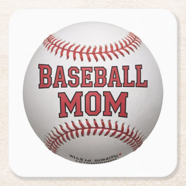 Baseball Mum White Coaster Set (Front)