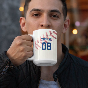 Baseball Name and Number Personalised Two-Tone Coffee Mug