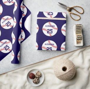 Baseball Name & Number Wrapping Paper