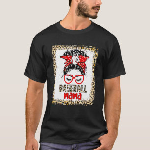 Baseball Nana Messy Bun Game Day Mothers Day Pres T-Shirt