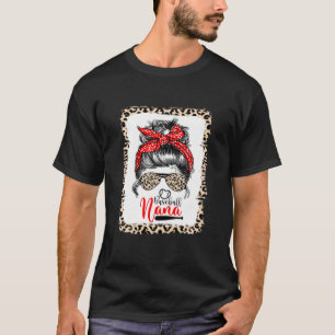 Baseball Nana Messy Bun Game Day Mothers Day T-Shirt