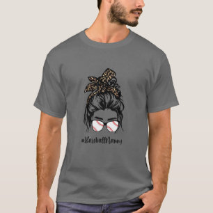 Baseball Nanny Messy Hair Bun Leopard Women Mother T-Shirt