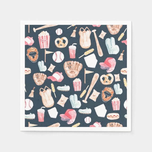 Baseball Navy Texture Napkin (Front)
