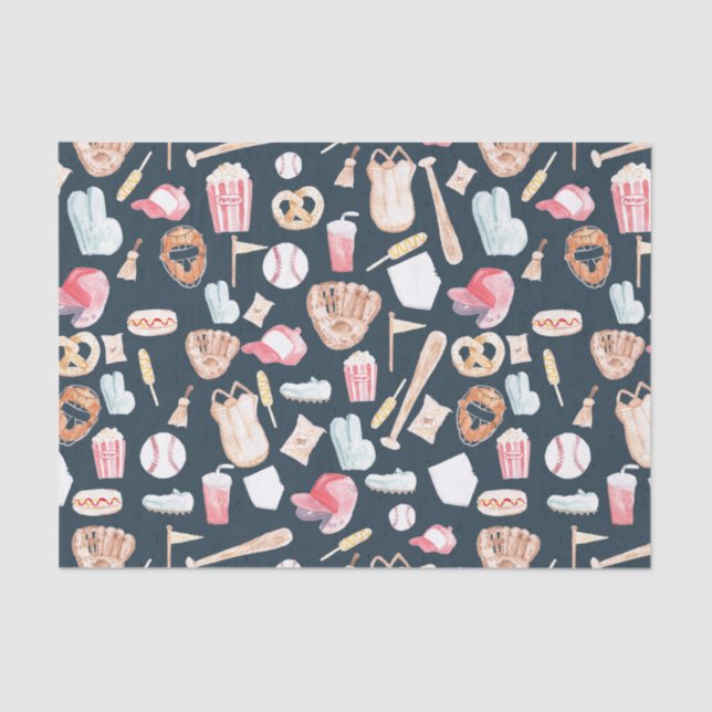 Baseball Navy Texture Tissue Paper (Front)