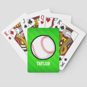 Baseball; Neon Green Stripes Playing Cards