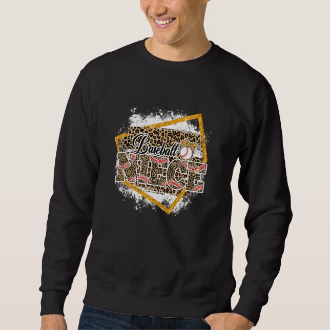 Baseball Niece Leopard Bleached Family Matching Sweatshirt (Front)