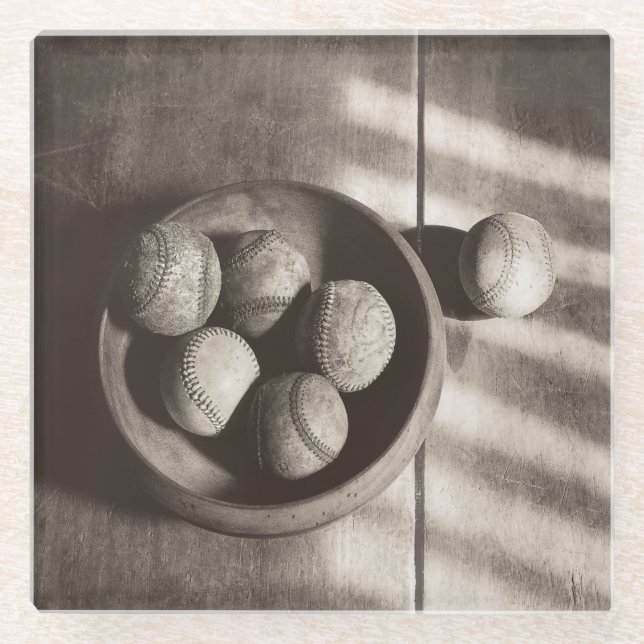 Baseball Nostalgia - Baseballs Glass Coaster (Front)