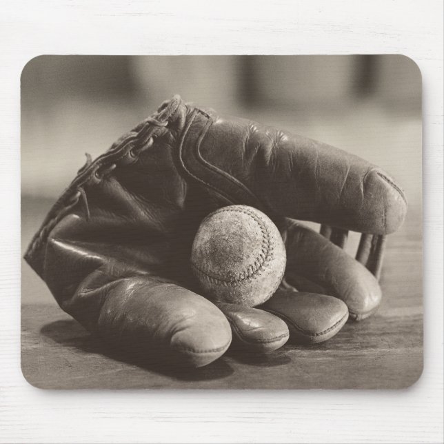 Baseball Nostalgia - Mitt and Baseball Mouse Mat (Front)
