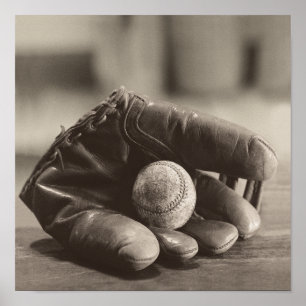 Baseball Nostalgia - Mitt and Baseball Poster