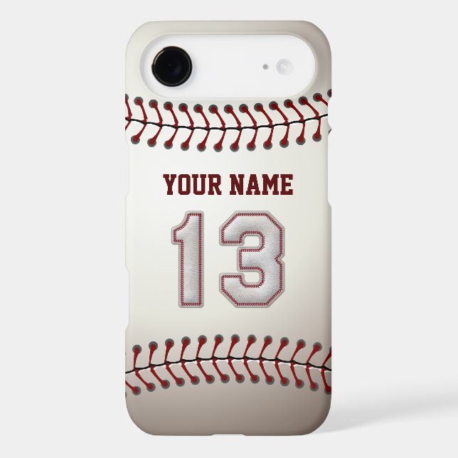 Baseball Number 13 with Your Name - Modern Sporty Case-Mate iPhone Case (Back)