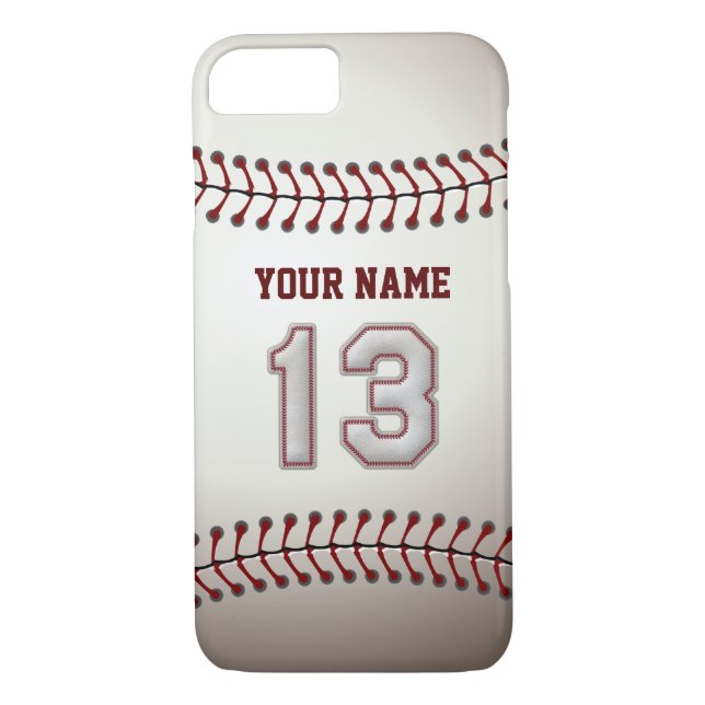 Baseball Number 13 with Your Name - Modern Sporty Case-Mate iPhone Case (Back)
