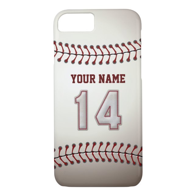 Baseball Number 14 with Your Name - Modern Sporty Case-Mate iPhone Case (Back)