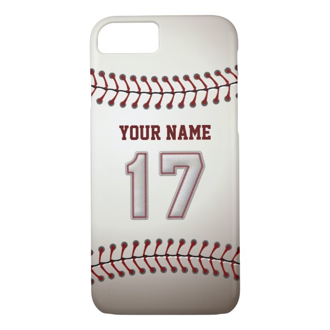 Baseball Number 17 with Your Name - Modern Sporty Case-Mate iPhone Case (Back)