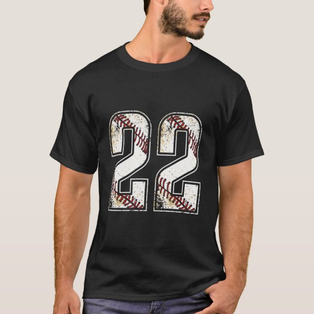 Baseball Number 22 Favorite Lucky Number T-Shirt (Front)