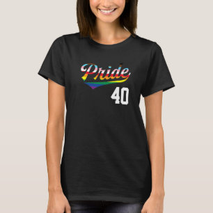 Baseball Number 40 Gay Pride Inclusive Rainbow Fla T-Shirt
