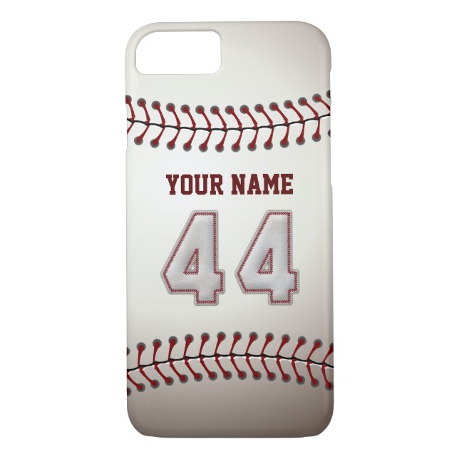 Baseball Number 44 with Your Name - Modern Sporty Case-Mate iPhone Case (Back)