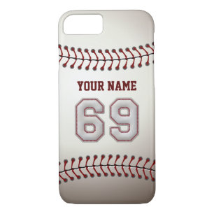 Baseball Number 69 with Your Name - Modern Sporty iPhone 8/7 Case