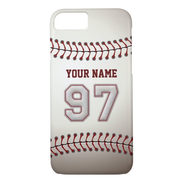 Baseball Number 97 with Your Name - Modern Sporty Case-Mate iPhone Case (Back)