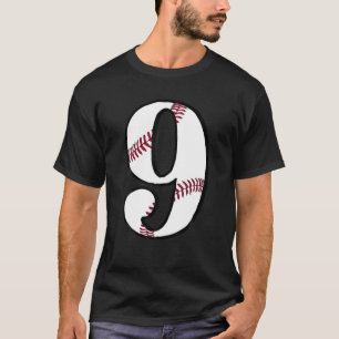 Baseball Number 9 Nine Jersey Fan 9Th Birthday Vin T-Shirt
