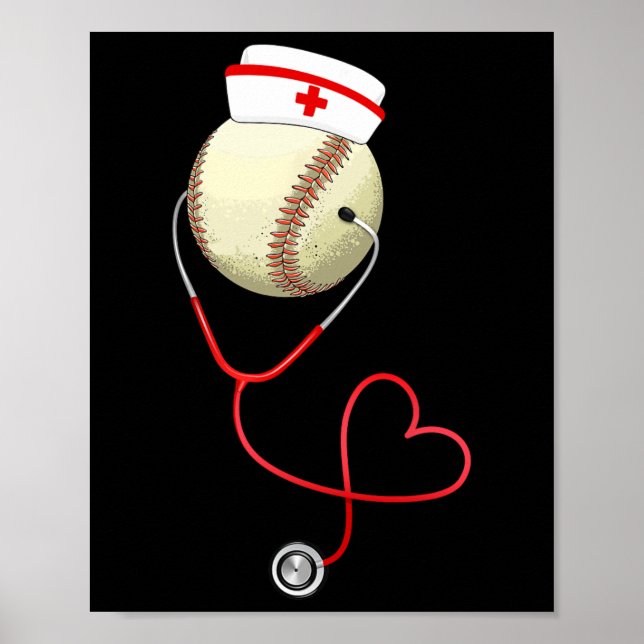 Baseball Nursing Funny For Nurse's Day Sports Medi Poster (Front)