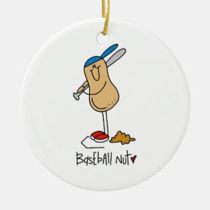 Baseball Nut T-shirts and Gifts Ceramic Tree Decoration