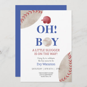 Baseball Oh, boy baby shower invitation