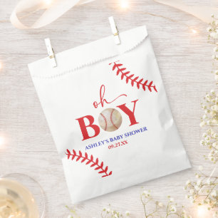 Baseball Oh Boy Brown White Baby Shower Favour Bags