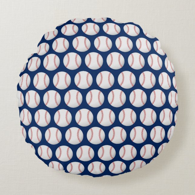 Baseball on blue background  round cushion (Front)
