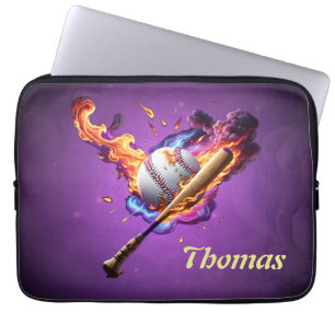 Baseball on Fire. Laptop Sleeve