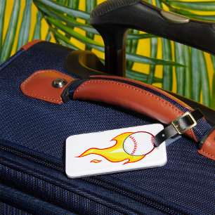 Baseball On Fire Luggage Tag