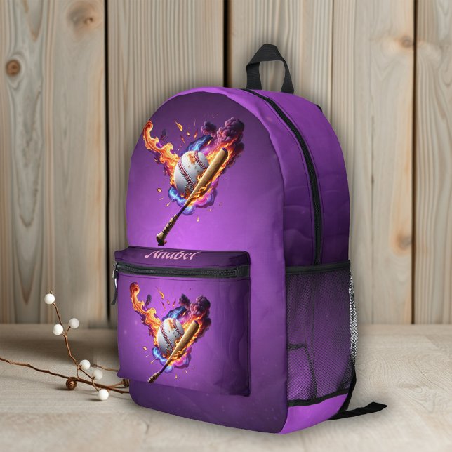 Baseball on Fire.  Printed Backpack (Creator Uploaded)