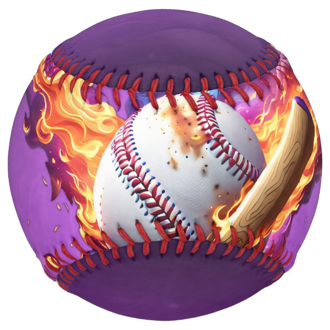 Baseball on Fire.  Softball (Front)
