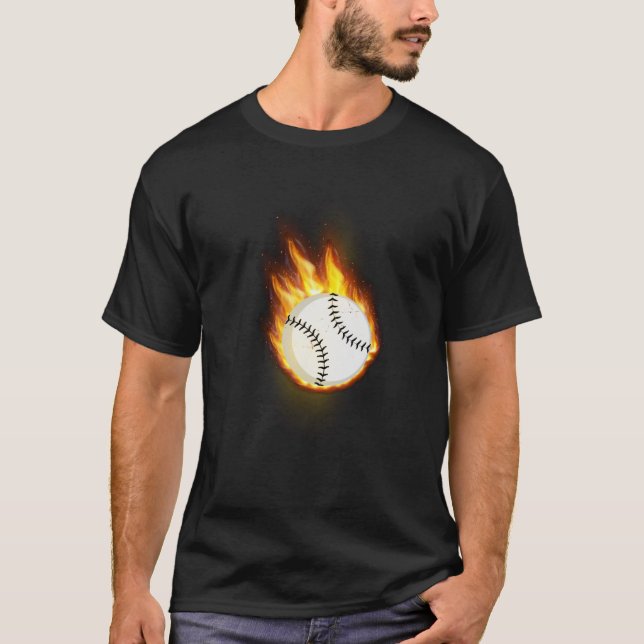  Baseball on fire sports t shirt  (Front)