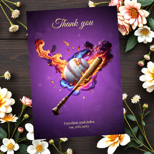 Baseball on Fire. Thank You Card