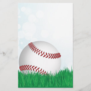 baseball on grass stationery