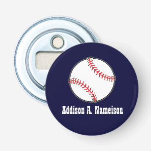 Baseball on Navy Blue  Name Sports Room  Bottle Opener