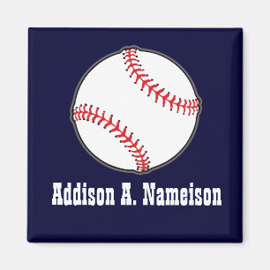 Baseball on Navy Blue Name Sports Room Boys Magnet