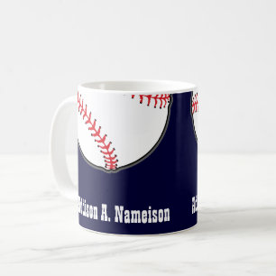 Baseball on Navy Blue  Name Sports Theme Coffee Mug