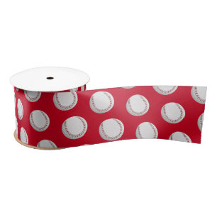 Baseball on Red Satin Ribbon