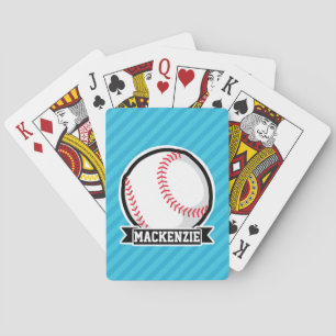 Baseball on Sky Blue Stripes Playing Cards