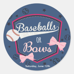 Baseball or bows, Gender Reveal Stickers