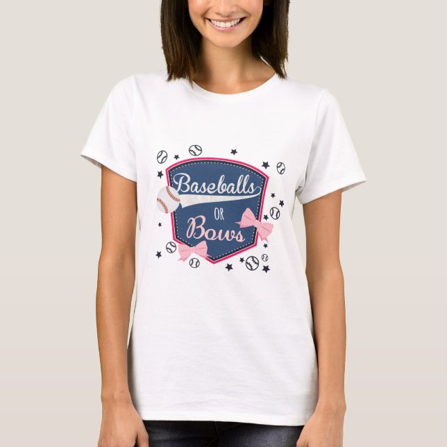 Baseball or bows Gender Reveal T-Shirt (Front)