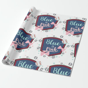 Baseball or bows Gender Reveal Wrapping Paper