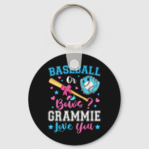 Baseball Or Bows Grammie Loves Gender Reveal Key Ring